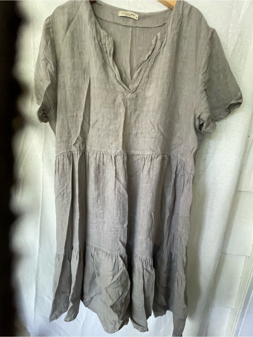 Francesca Bettini 100% Linen Beige Maxi Dress Made in Italy 1X - Picture 7 of 8